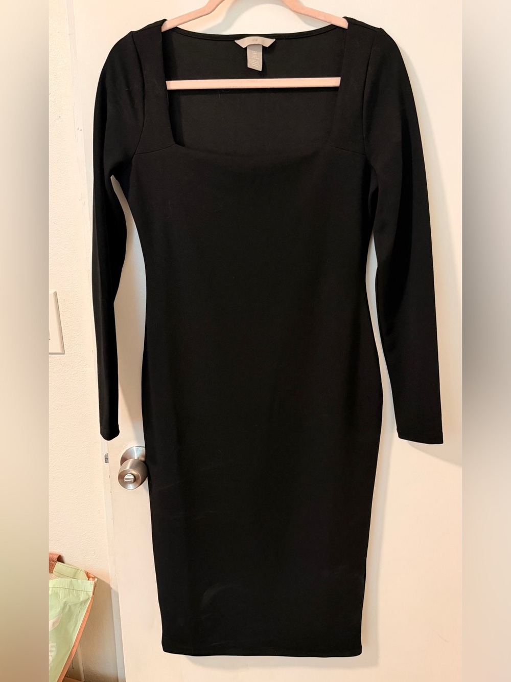 Classic Bodycon Black Square-Neck Bodycon Dress - Brand H&M